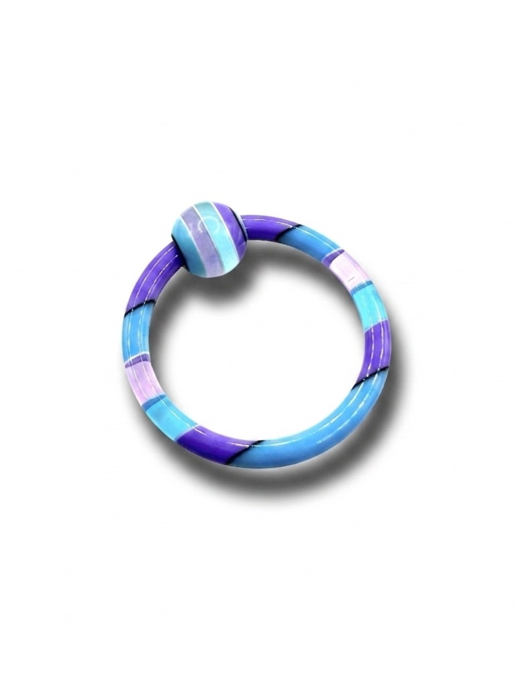14g 1/2" Acrylic Captive Bead Ring 1pc Purple Blue  Striped Piercing Jewelry